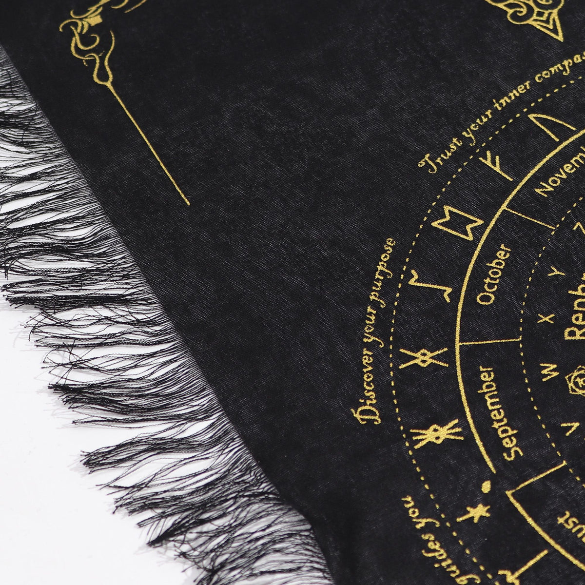 Sun Face Pendulum Divination Cloth - Black & Gold