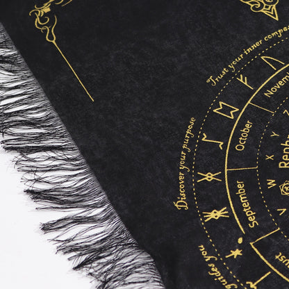 Sun Face Pendulum Divination Cloth - Black & Gold
