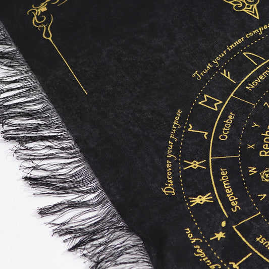 Sun Face Pendulum Divination Cloth - Black & Gold