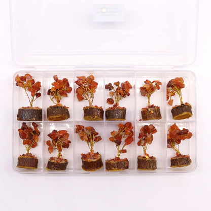 Mini Gemstone Tree On Wood Base - Carnelian
