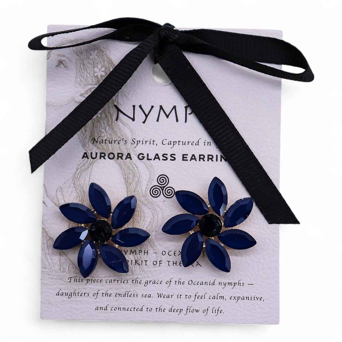 Royal Blue Vintage Glass Flower Earrings