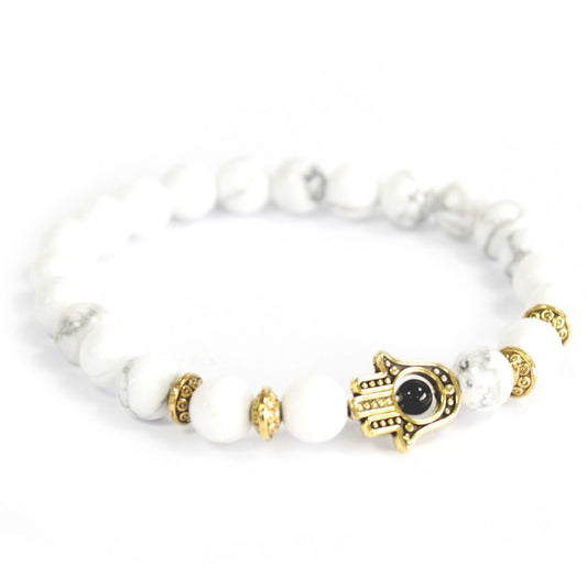 White Stone Gold Hamsa Bracelet
