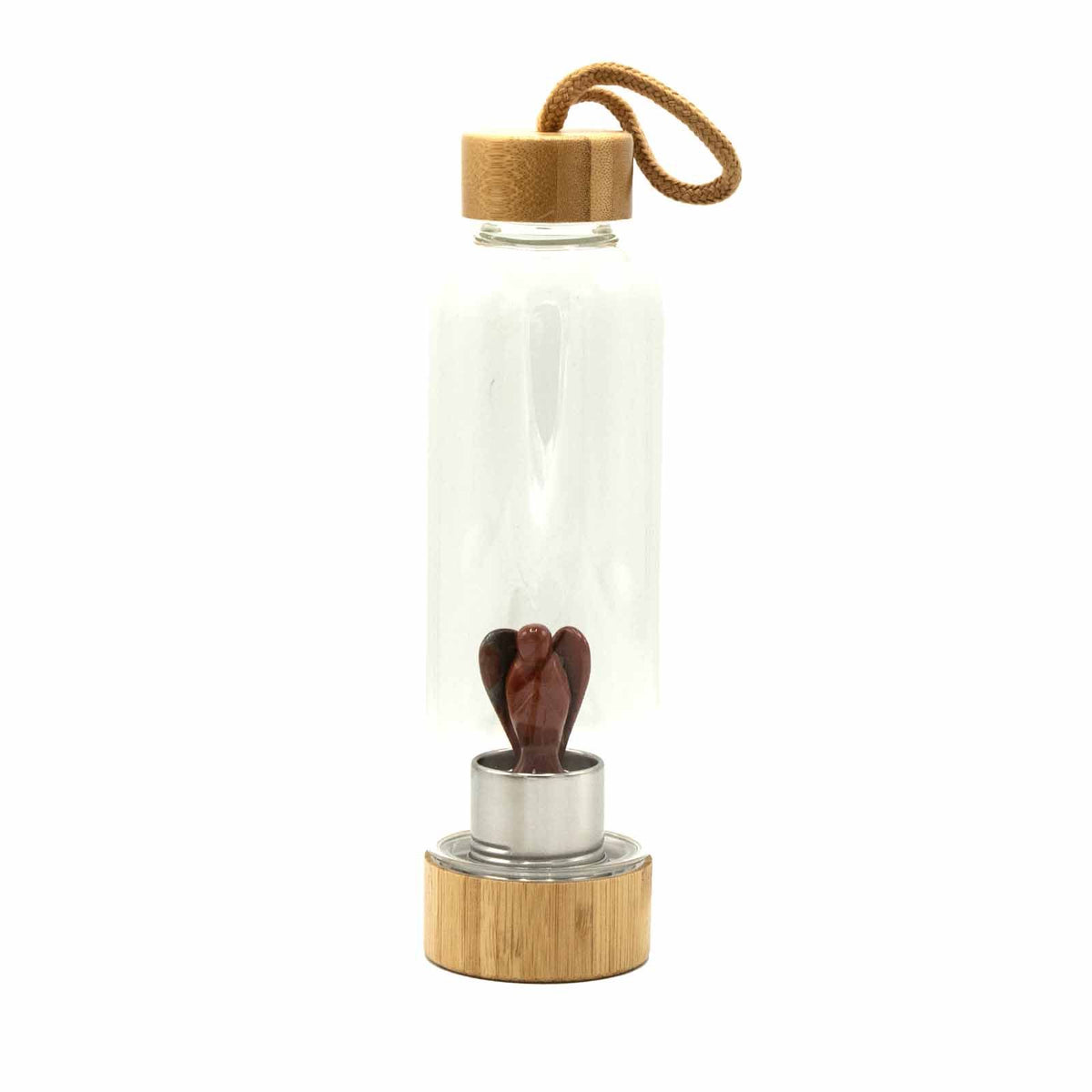 Crystal Infused Glass Water Bottle - Red Jasper - Angel