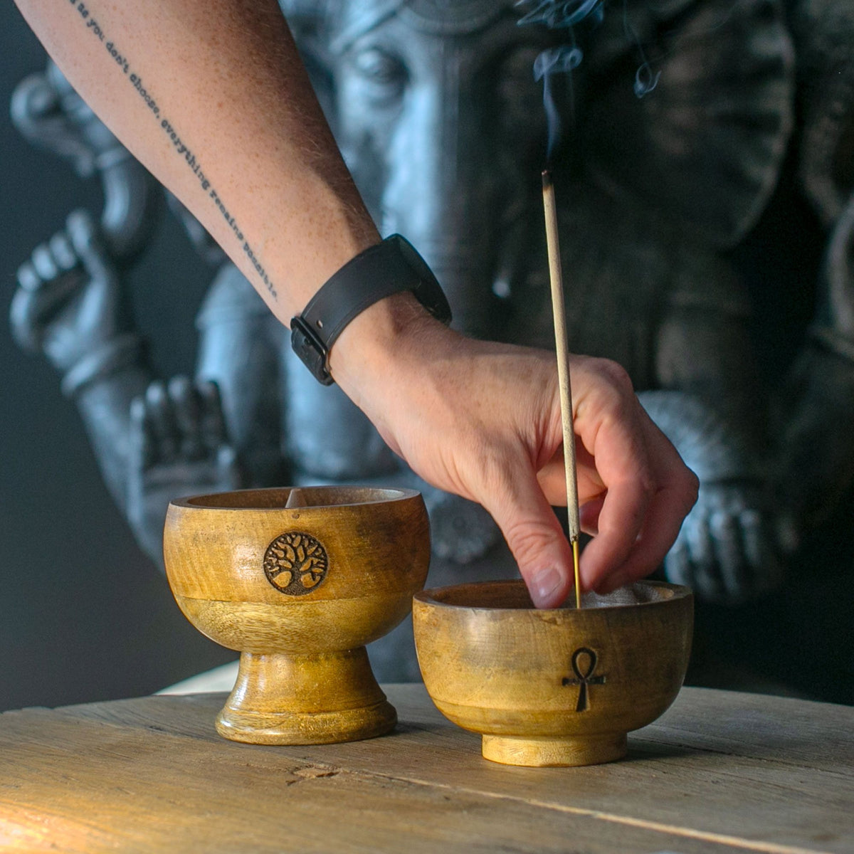Large Ritual Bowl Incense Cone Holder - Om