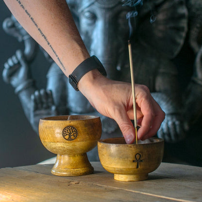 Large Ritual Bowl Incense Cone Holder - Om
