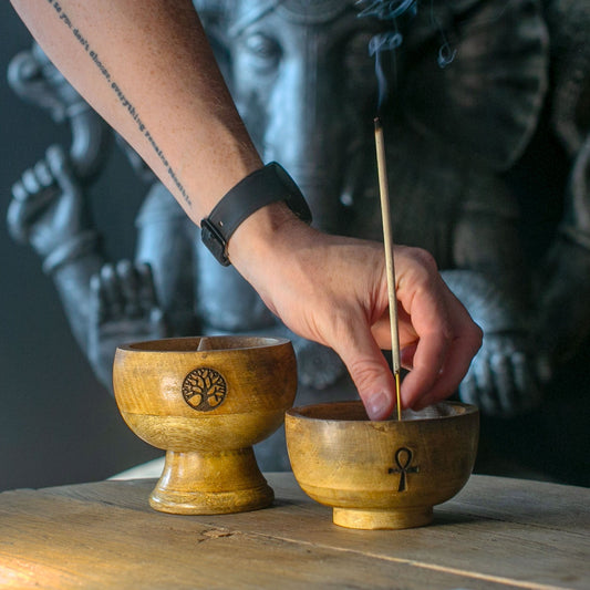 Large Ritual Bowl Incense Cone Holder - Om