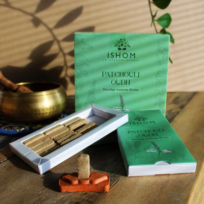 Incense Smudge Bricks and Burner - Patchouli Wood