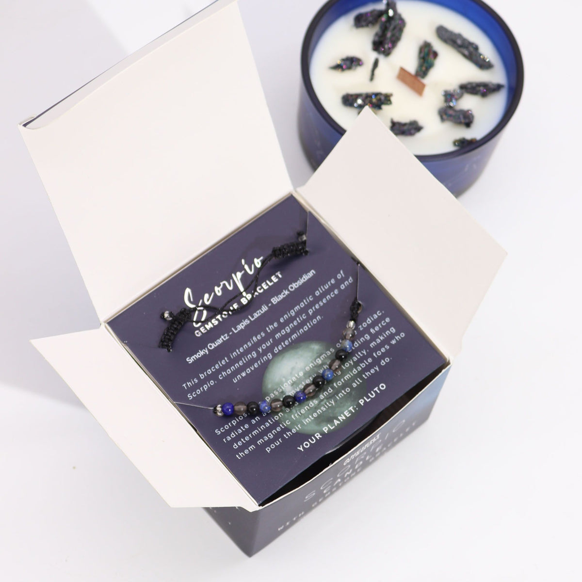 Zodiac Candle & Gemstone Bracelet - Scorpio