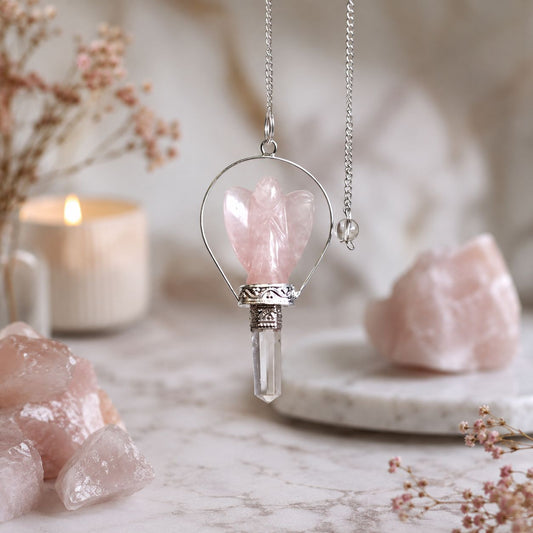 Angel Pendulum with Ring - Rose Quartz