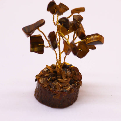 Mini Gemstone Tree On Wood Base - Tigereye