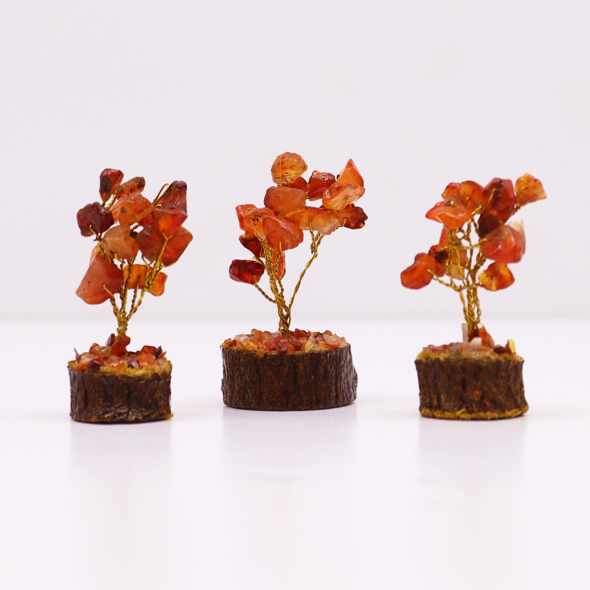 Mini Gemstone Tree On Wood Base - Carnelian