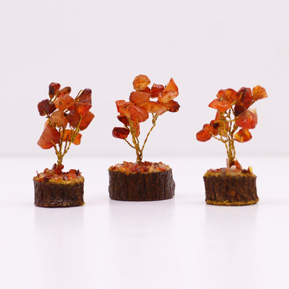 Mini Gemstone Tree On Wood Base - Carnelian