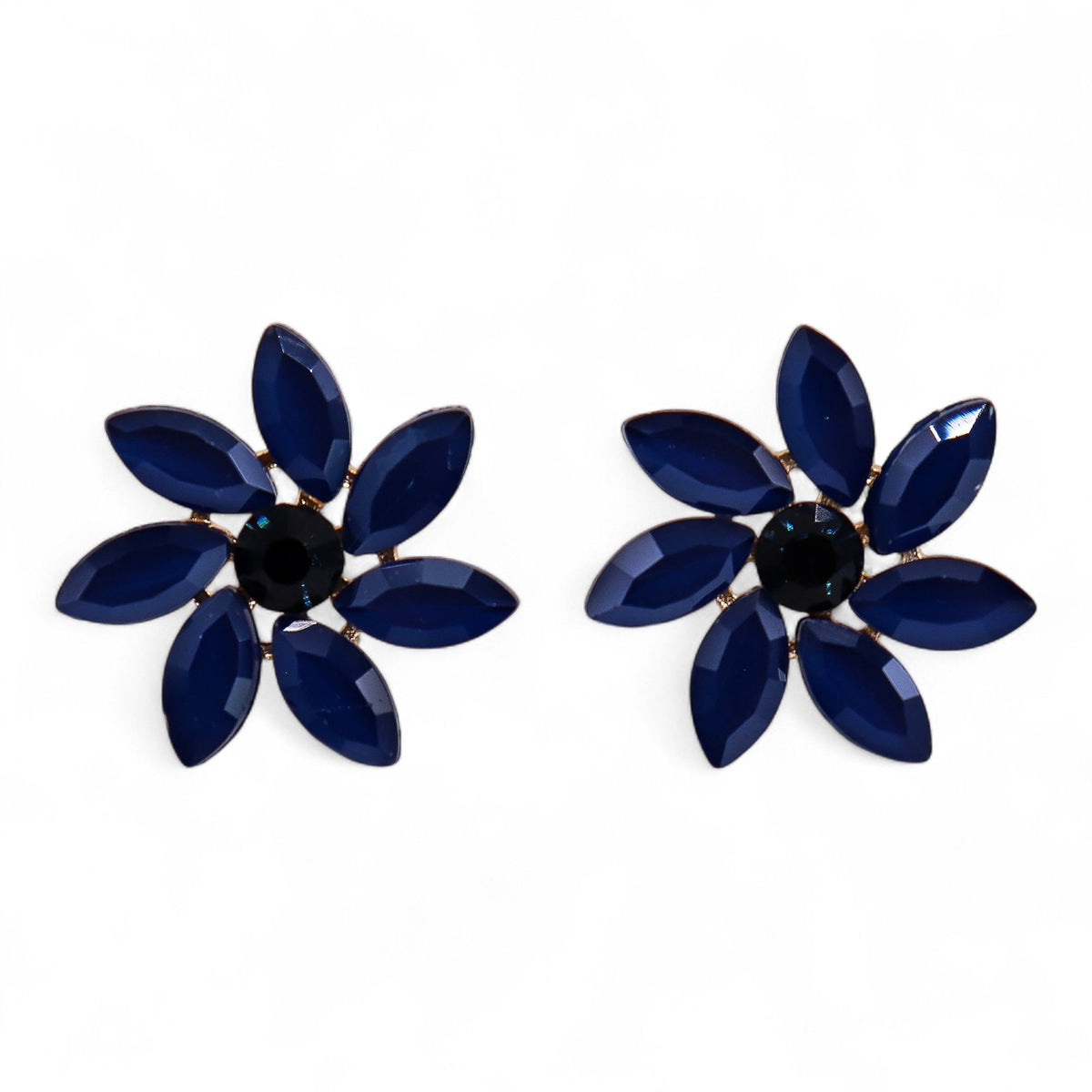 Royal Blue Vintage Glass Flower Earrings