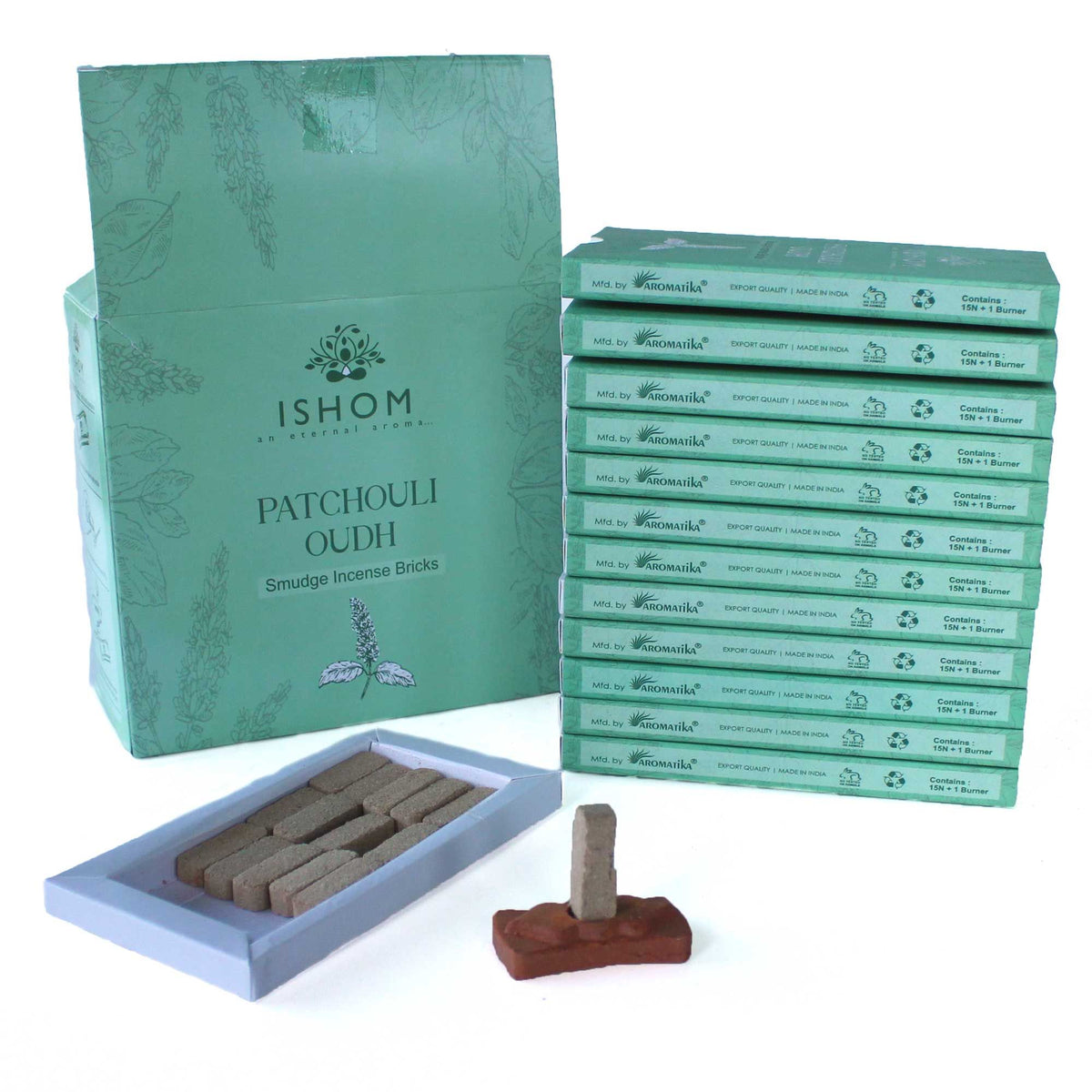 Incense Smudge Bricks and Burner - Patchouli Wood