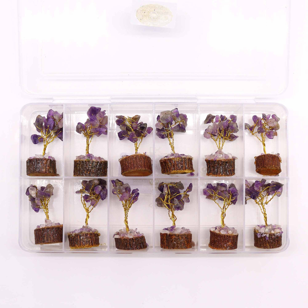 Mini Gemstone Tree On Wood Base - Amethyst