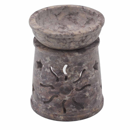 Small Soapstone Oil Burner - Sun & Stars