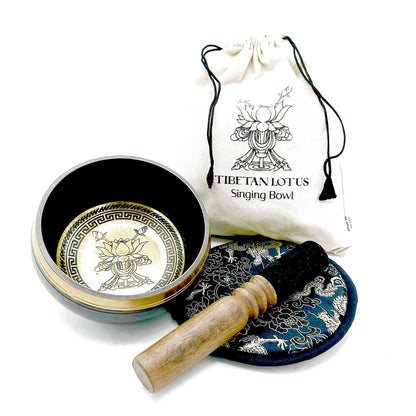 Engraved Singing Bowl Gift Set - Lotus Flower