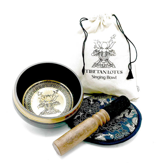 Engraved Singing Bowl Gift Set - Lotus Flower