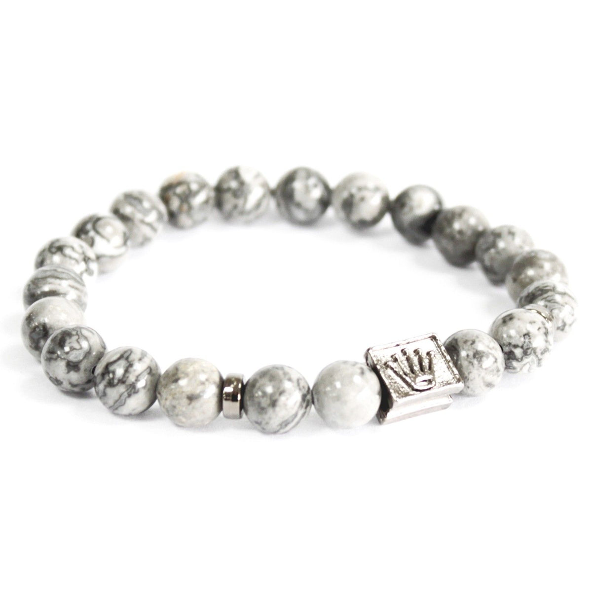 Grey Agate Crown Ingot Bracelet