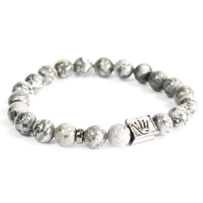 Grey Agate Crown Ingot Bracelet