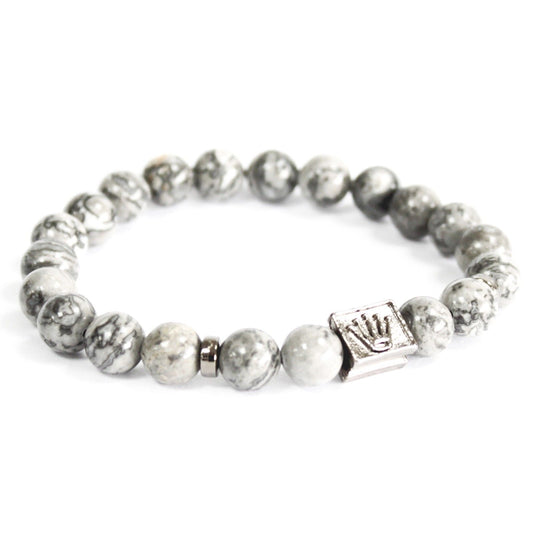 Grey Agate Crown Ingot Bracelet