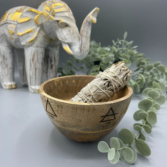 Wooden Smudge Bowl - Four Elements - Small