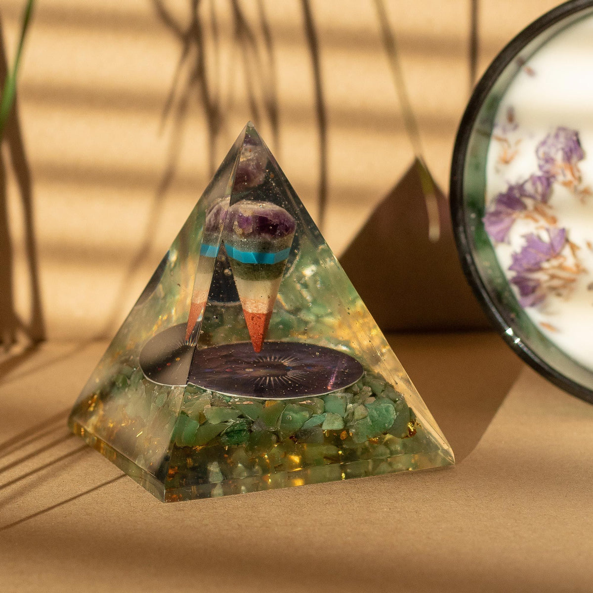 Orgonite Pyramids - Green Aventurine Chips