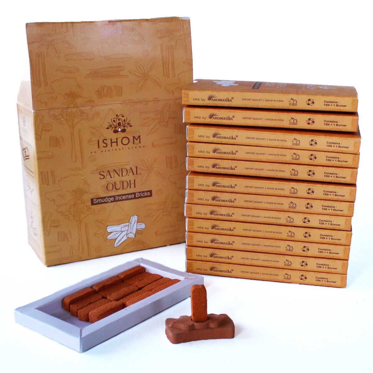Incense Smudge Bricks and Burner - Sandal Wood