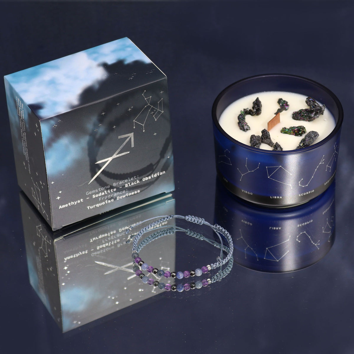 Zodiac Candle & Gemstone Bracelet - Sagittarius