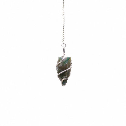 Raw Gemstone Pendulum - Moss Agate
