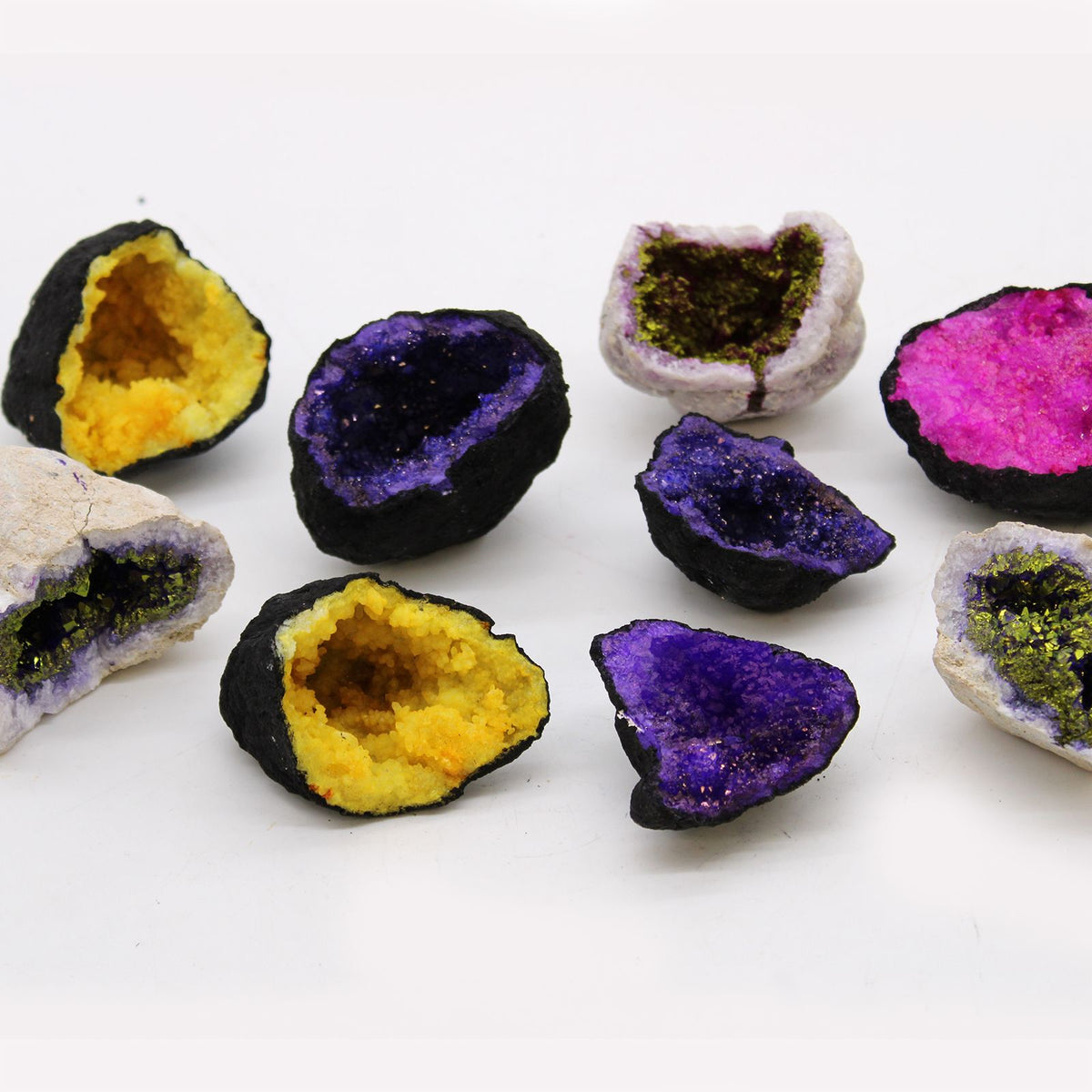 Calsite Geodes - Black Rock - Yellow