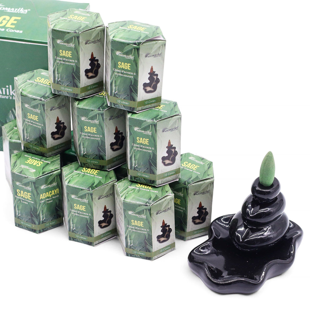 Aromatika Masala Backflow Incense Cones - Sage