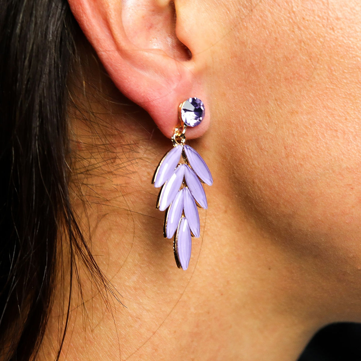 Lavender Vintage Glass Fairy Earrings