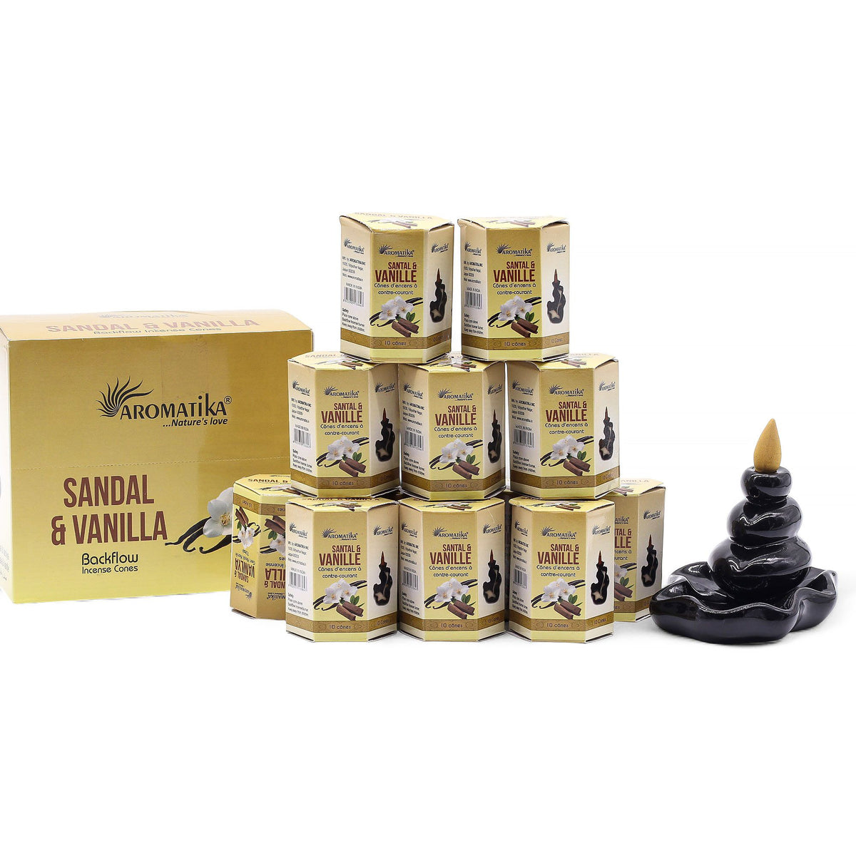 Aromatika Masala Backflow Incense Cones - Sandalwood & Vanilla