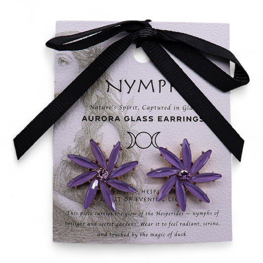 Lavender Vintage Glass Flower Earrings