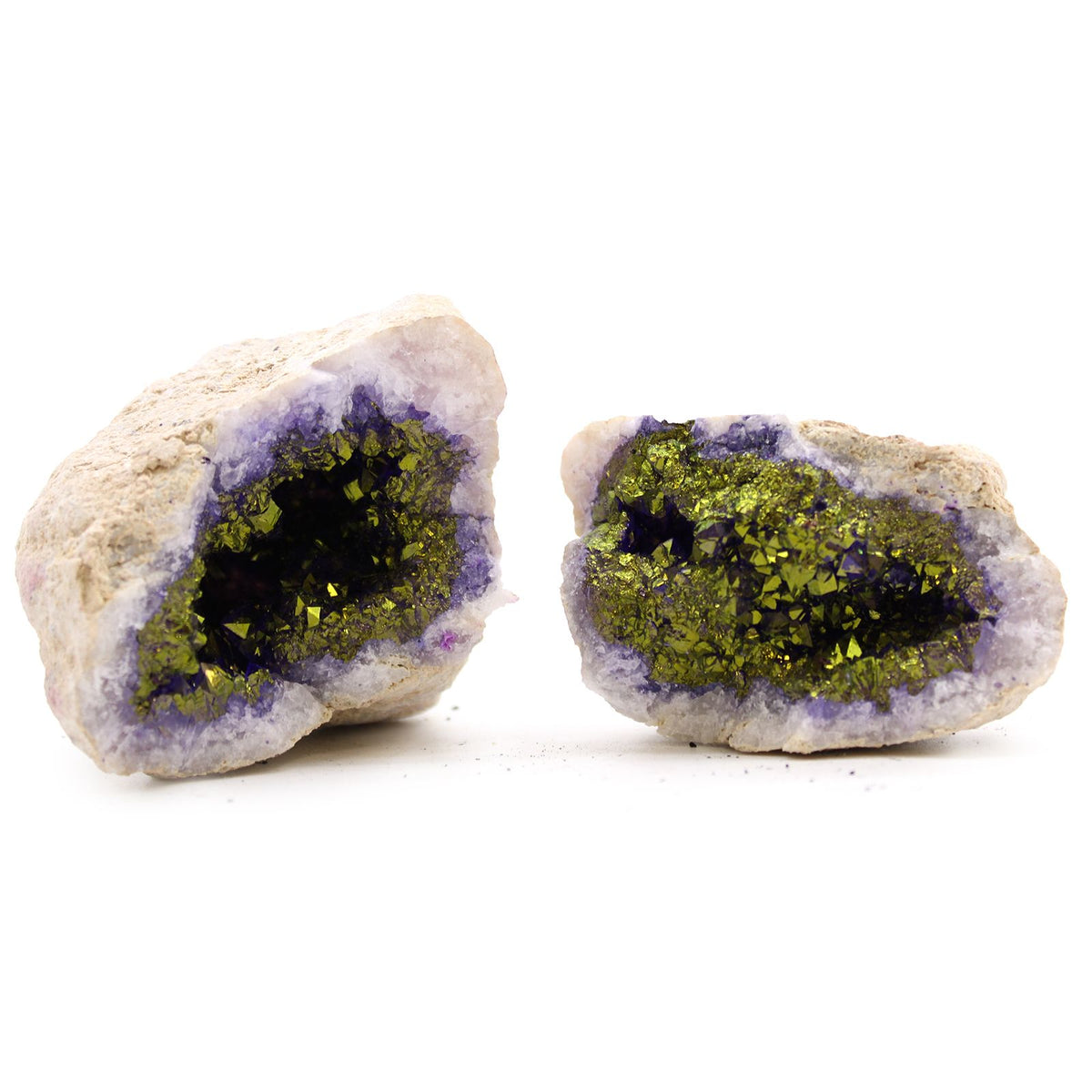 Calsite Geodes - Natural Rock - Purple & Gold
