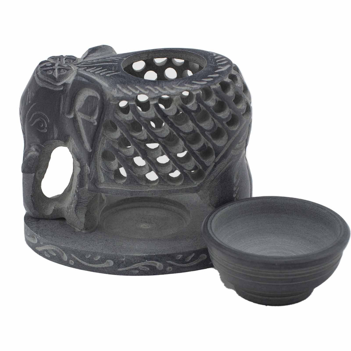 Soapstone Oil Burner - Standing Elephant