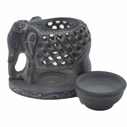Soapstone Oil Burner - Standing Elephant