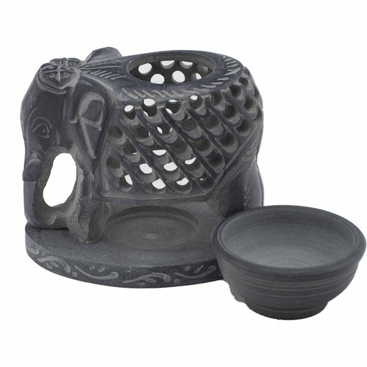 Soapstone Oil Burner - Standing Elephant