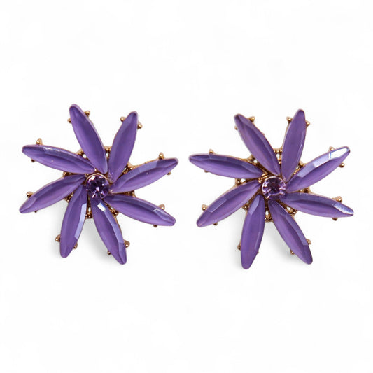 Lavender Vintage Glass Flower Earrings