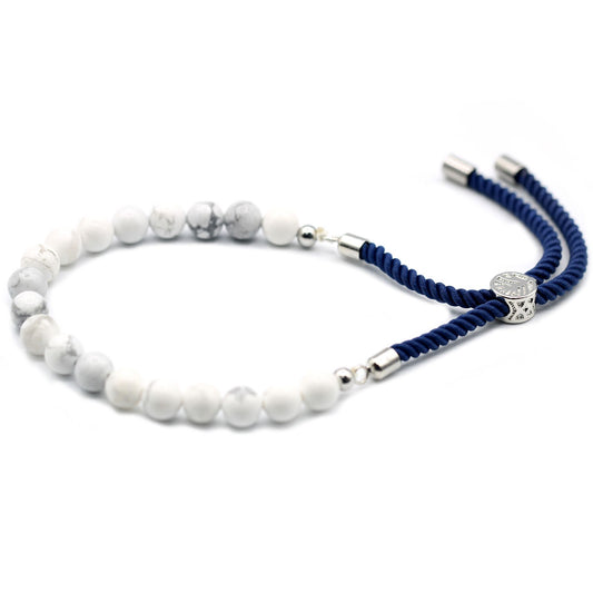 Navy String Bracelet - White Howlite