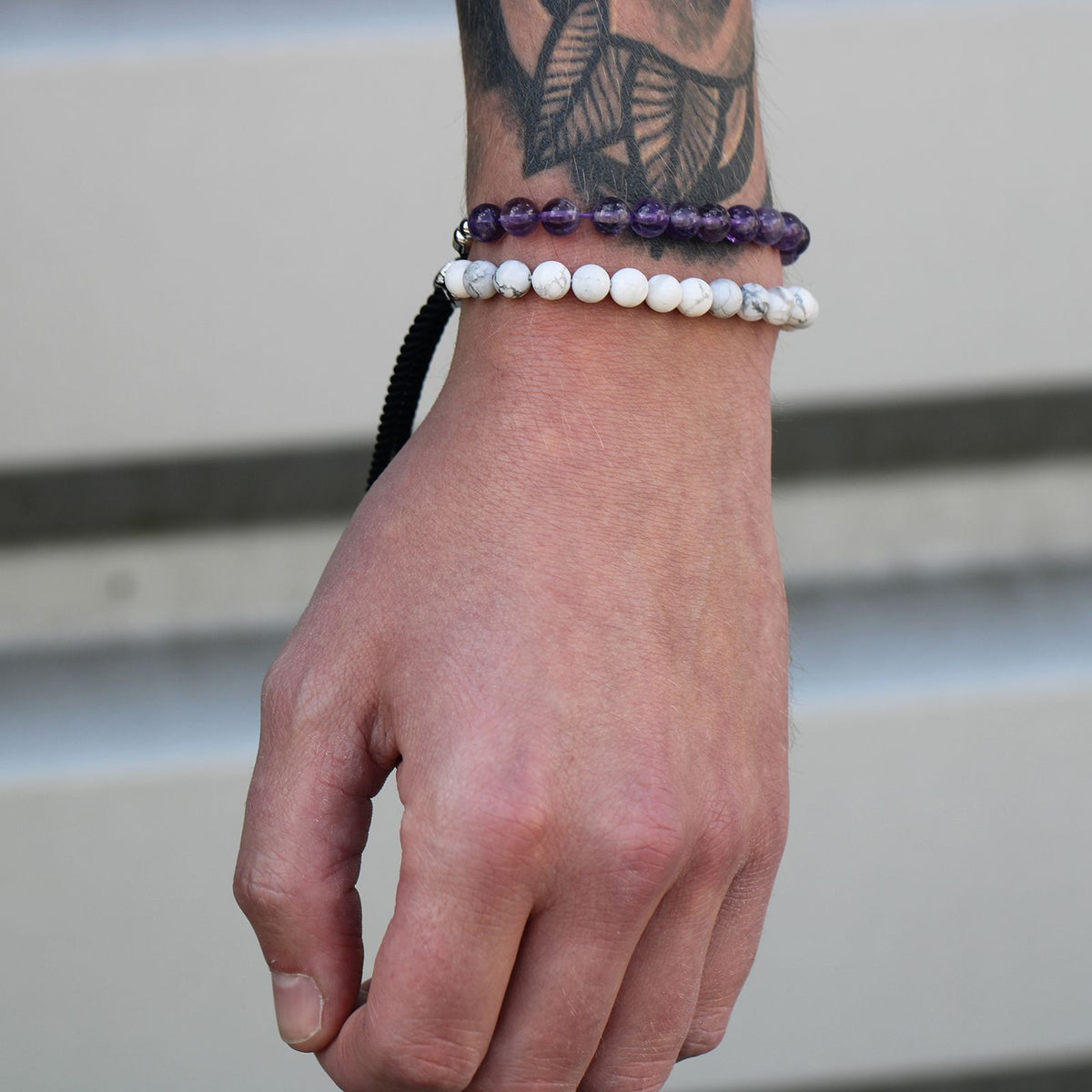 Navy String Bracelet - White Howlite