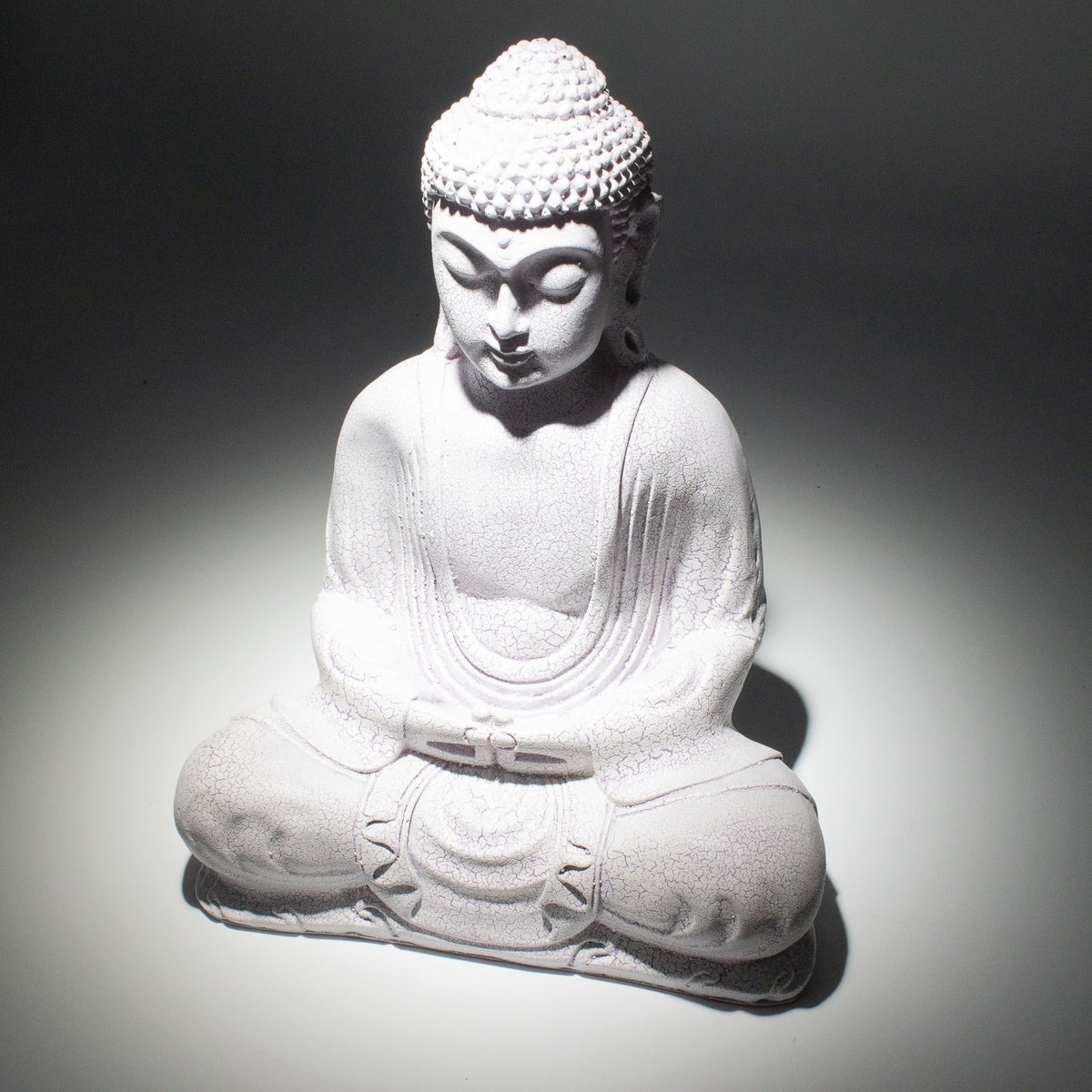 Meditation Buddha Lamp Lavender Crackle - Oval Stand