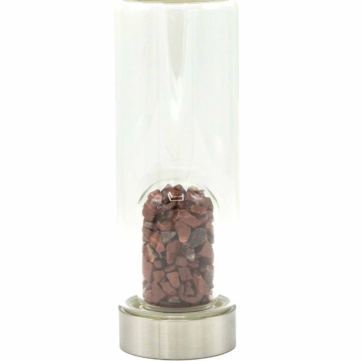 Crystal Infused Glass Water Bottle - Red Jasper - Chips