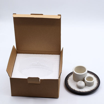 Palo Santo Stick & Smudge Holder - White & Grey