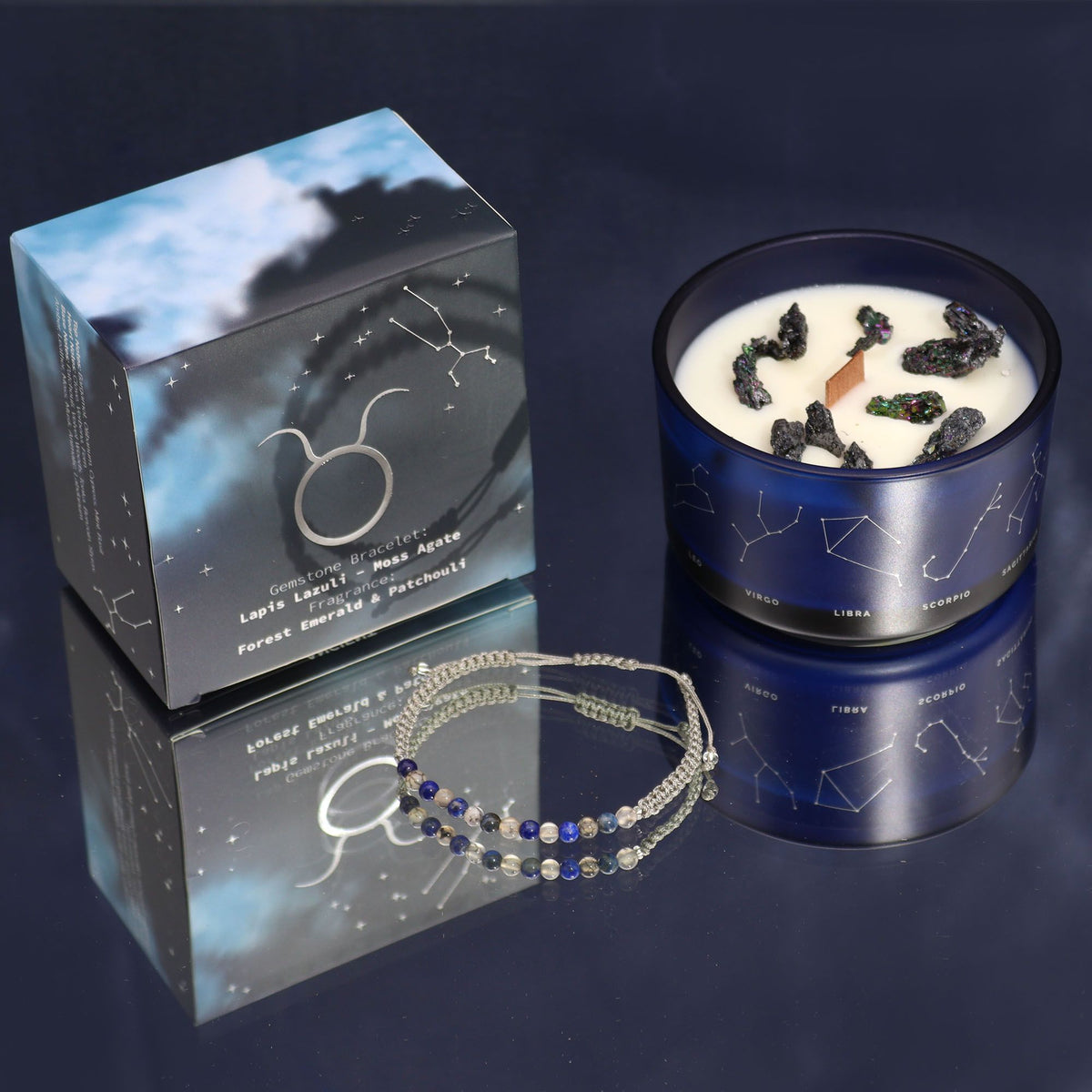 Zodiac Candle & Gemstone Bracelet - Taurus