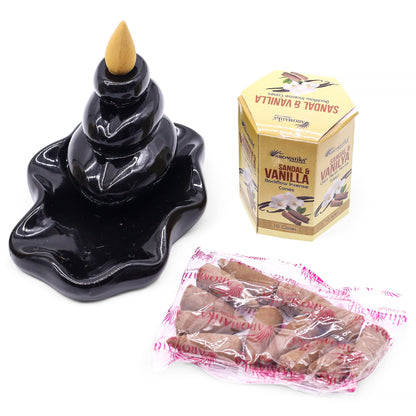 Aromatika Masala Backflow Incense Cones - Sandalwood & Vanilla