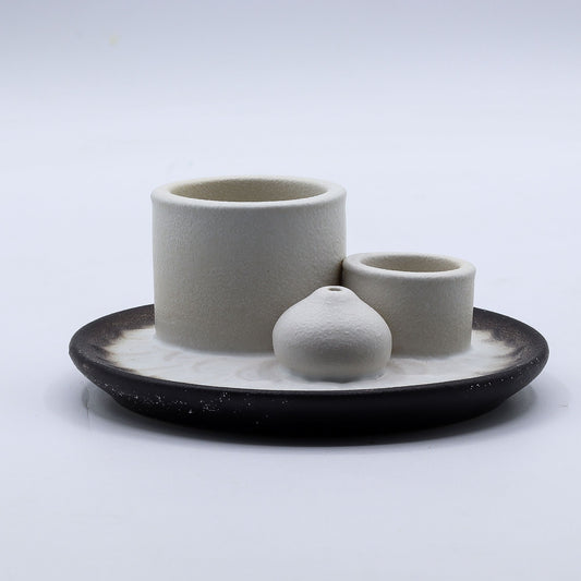 Palo Santo Stick & Smudge Holder - White & Grey