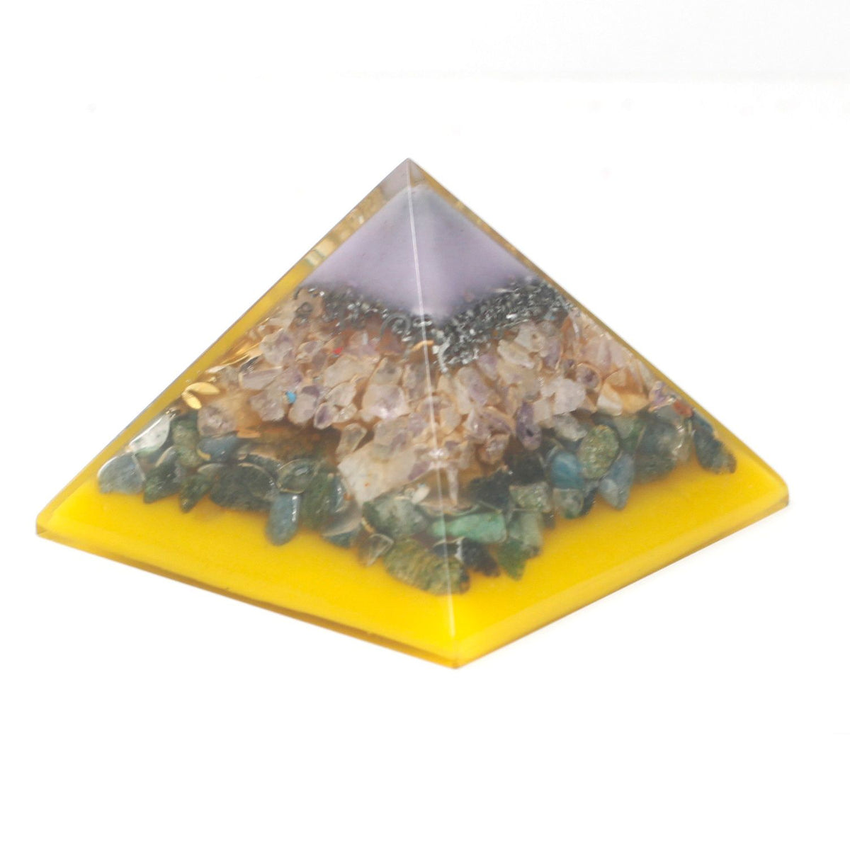Large Orgonite Pyramid - Tree (gold base)