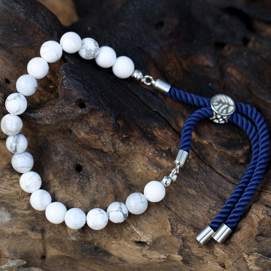 Navy String Bracelet - White Howlite